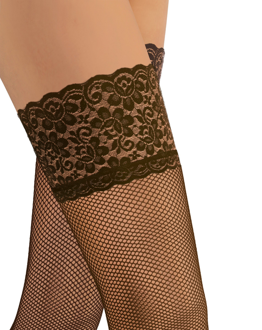 Sesto Senso Damen Pończochy Samonośne Kabaretki Brio – Stilvolle Netzstrümpfe mit Silikonstreifen, Komfort und Elastizität, 88% Polyamid, 12% Elastan, Farbe: Caffe (Braun)