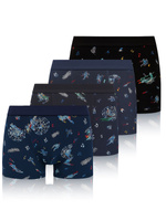 Sestimi Underwear Herren Boxershorts Set – Bequeme Baumwollunterwäsche mit Print, 4er Pack, Multicolor, Modell MPC80506, Atmungsaktiv und Passgenau, Für Männer