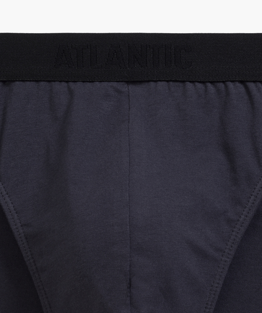 Atlantic Herren Sport Slips Set – Bequeme Unterwäsche aus Baumwolle mit Elastan, Atmungsaktiv, 3er Pack, Grau/Schwarz mit Print, Herbst/Winter Kollektion