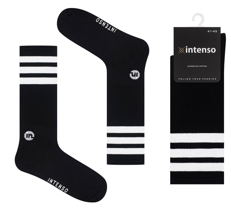 Super Retro Socken mit Aufschrift lang in 3 Streifen