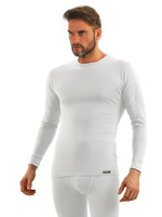 Sesto Senso Herren Unterhemd mit Elastan – Atmungsaktives Baumwollmaterial, Flache Nähte, Perfekte Passform, Langarm, Ideal für Kalte Tage, Weiß, Art. 123, Hergestellt in Europa