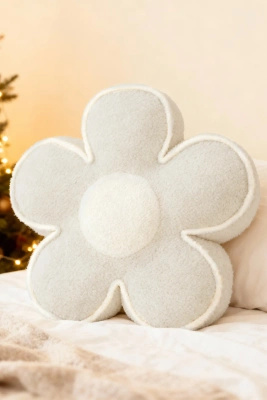 S CUSHION FLOWER BOUCLE BEIGE