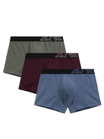 Atlantic Herren Baumwoll Boxershorts Set – Sportlicher Schnitt, Elastische Taille, Atmungsaktiv, Melange Farben: Grün, Weinrot, Blau, 3er Pack, Bequeme Unterwäsche für Männer, Herbst/Winter Kollektion 2025