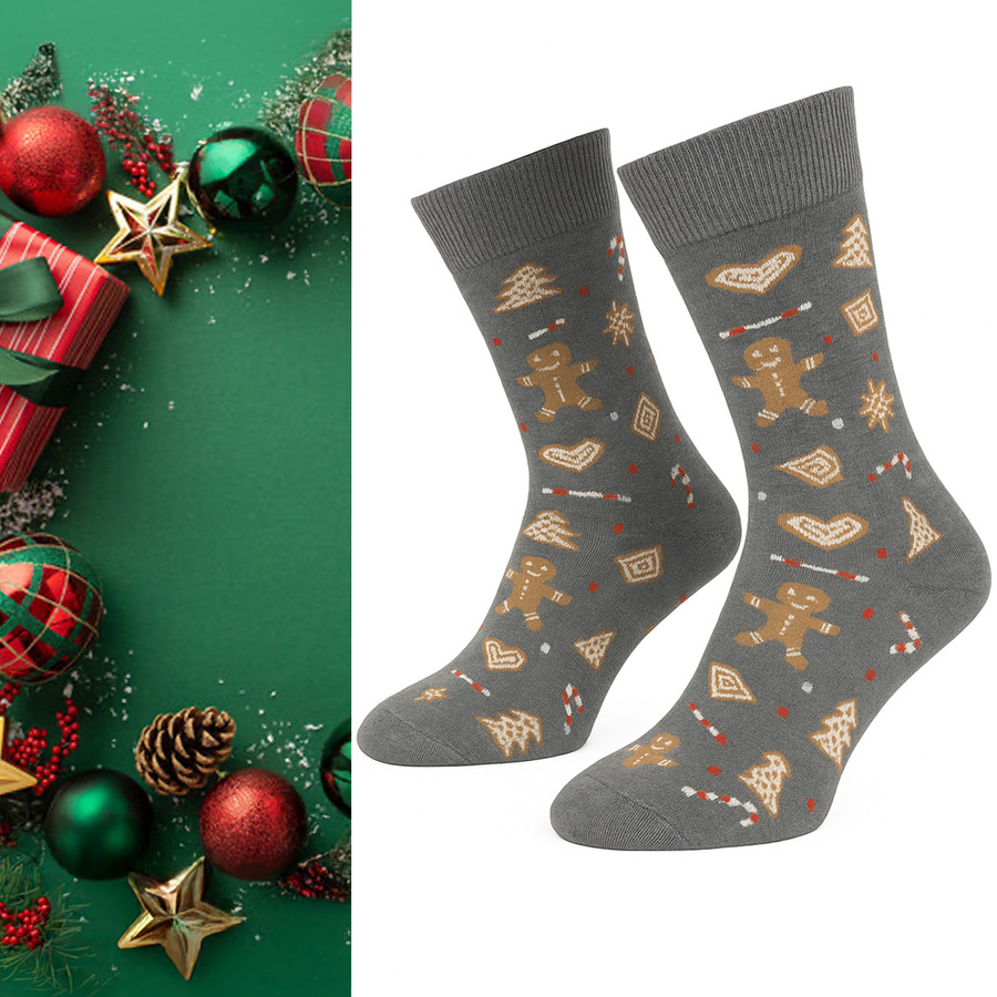 Männer Weihnachten Lebkuchen Socken grau Baumwolle