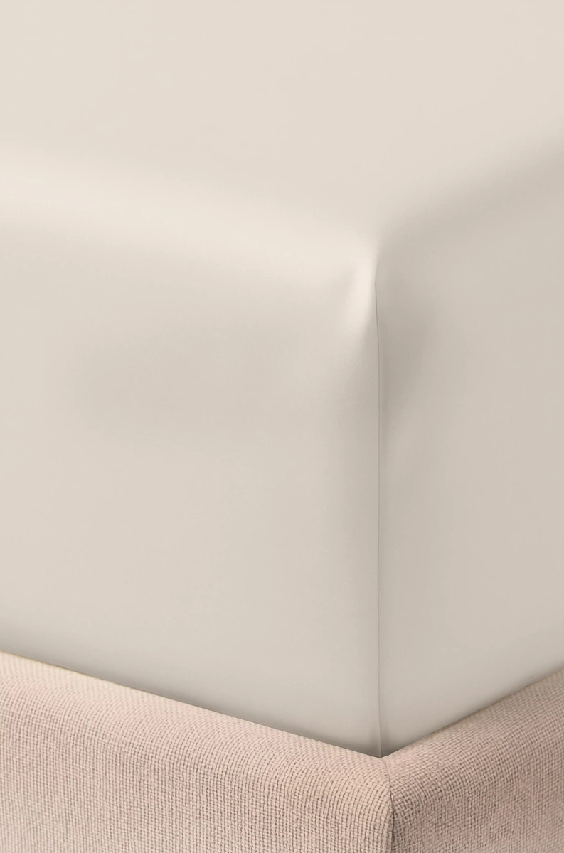 Bettlaken Satin Hellbeige mit Gummi