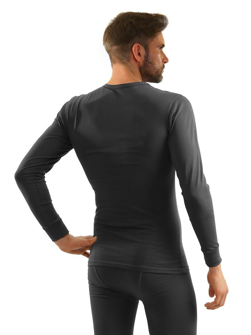 Sesto Senso Herren Unterhemd mit Elastan – Bequeme und Atmungsaktive Baumwollmischung, Flachnähte, Perfekte Passform, Langarm, Ideal für Kühle Tage, Geschenkverpackung, Grau