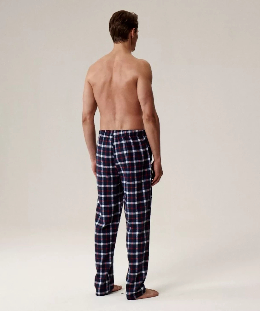 Pyjamahose Serie Nmb-045 Kariert Dunkelblau/Blau