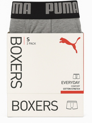 Men's Boxer Shorts 2 Pack Puma Comfort Stretch Grey/Black