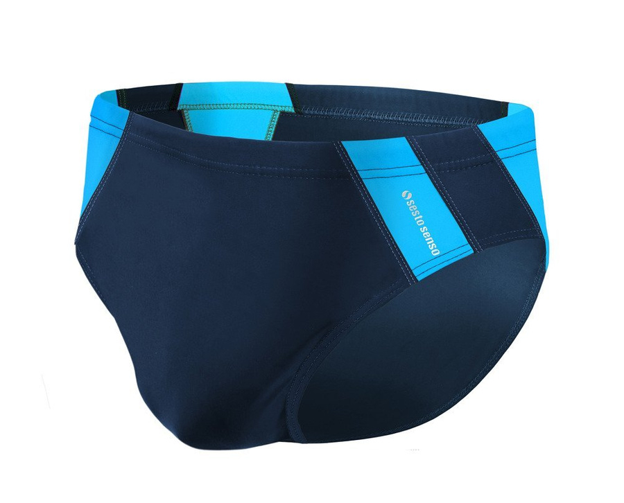 Sesto Senso Herren Bade-Slips – Schnelltrocknend, Komfortabel, Poliamid-Elastan Material, Ideal für Schwimmbad und Strand, Kontrastfarbener Bund, Farbe: Blau, Modell: BD447