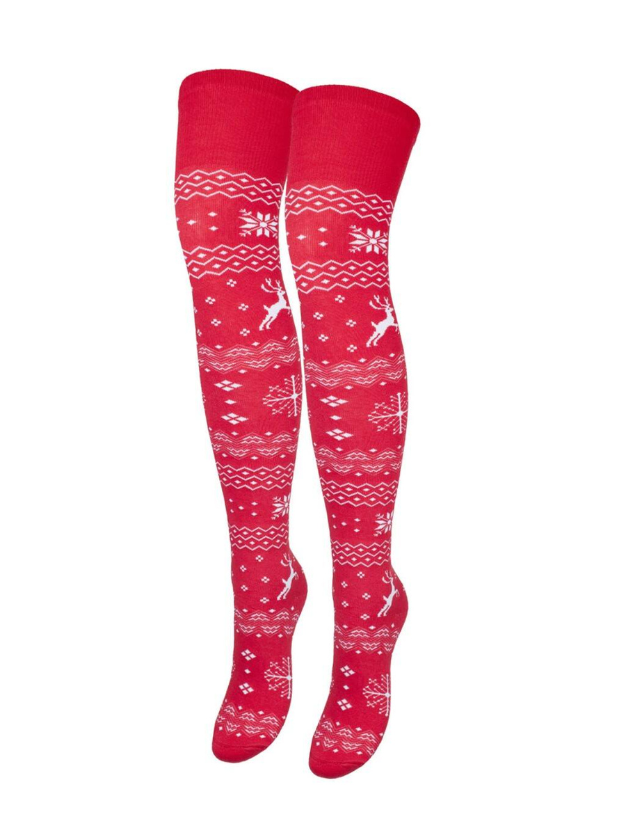 Overknee-Socken Norwegische Serie Rot