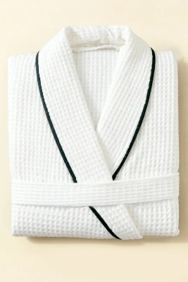 S BATHROBE WAFFLE WHITE WITH BIZA XXL