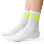 Skarpetki sportowe damskie w paski art. 026 NA193 białe Steven