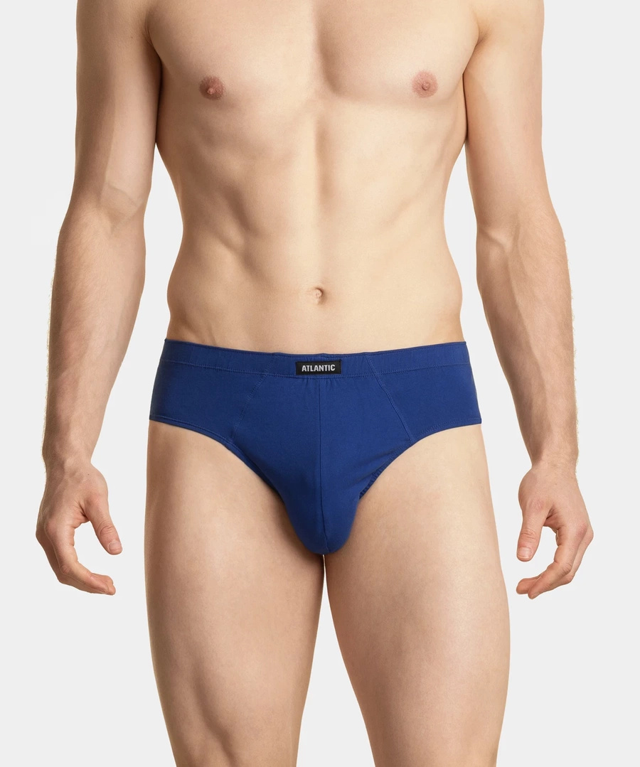 Atlantic Herren Baumwolle Slips Set – Klassische Unterwäsche, Bequem, 5er Pack, Blau, 100% Baumwolle, Für Männer