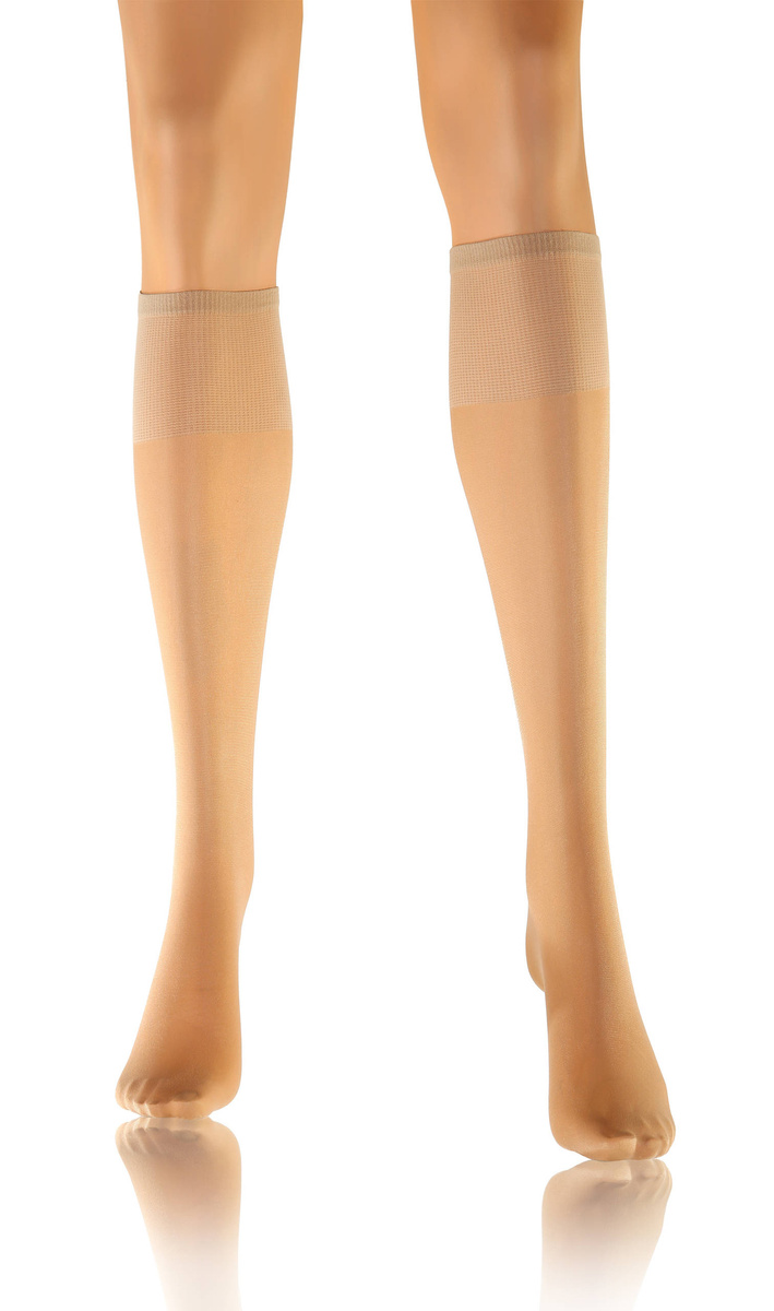 Sesto Senso Damen Podkolanówki Iris – Halbmatte, Transparente Kniestrümpfe mit Barfuß-Effekt, Bequem und Elastisch, Ideal für Elegante Looks, Farbe Vision/Beige, Poliamid-Elastan Mix, Made in Polen