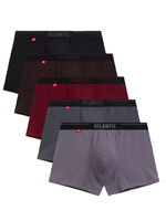 Atlantic Herren Boxer-Set – Bequeme Baumwollstretch-Unterwäsche, Atmungsaktiv, Sportlicher Schnitt, 5er Pack in Braun, Grau, Schwarz, Rot, Für den täglichen Tragekomfort, Herbst/Winter 2025 Kollektion