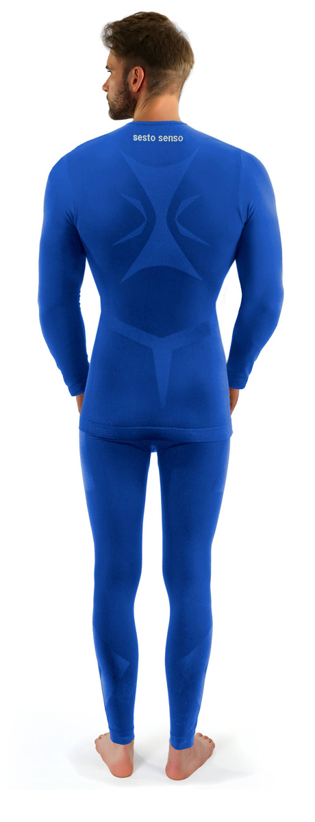 Sesto Senso Herren Thermoaktive Unterwäsche Set – Schnelltrocknend, Atmungsaktiv, Nahtlos, 4-Wege-Stretch, Poliamid-Elastan, Langarmshirt & Lange Hose, Ideal für Winter-Sportarten, Blau Royal, Komfortabel und Funktional