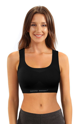 Sesto Senso Damen Seamless Sport Top – Nahtloses Sport-BH-Top mit Thermoregulierung, Atmungsaktiv, Elastisch, Schwarz, Poliamid-Elastan, Fitness & Training