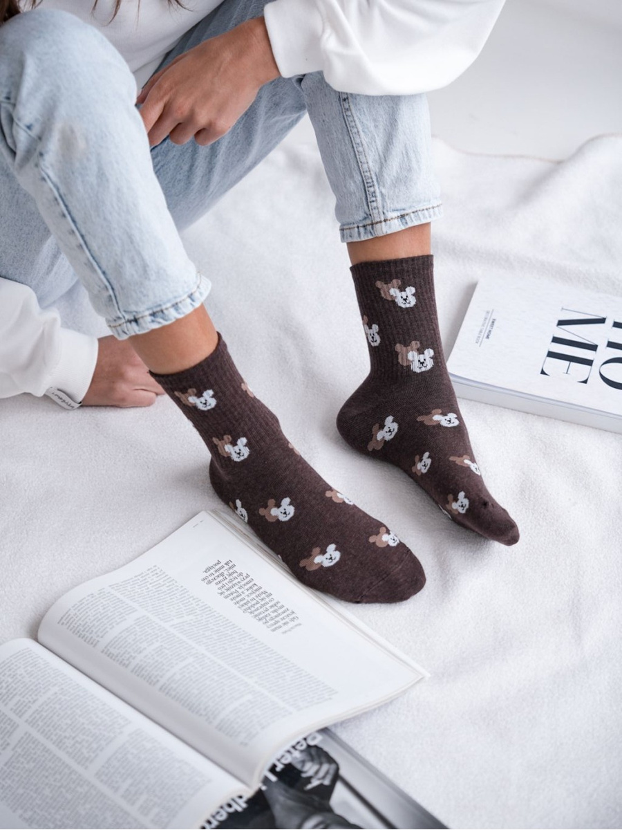 Damen-Teddybär-Kopfsocken mit Schatten