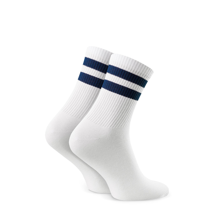 Jugend Sportsocken mit Streifen Kunst. 022 C308 navy-weiß