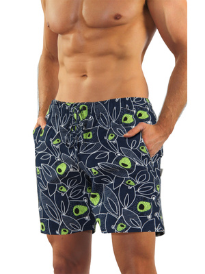 Herren-Pyjama Kurzarm Kurze Hose Blau Gelb