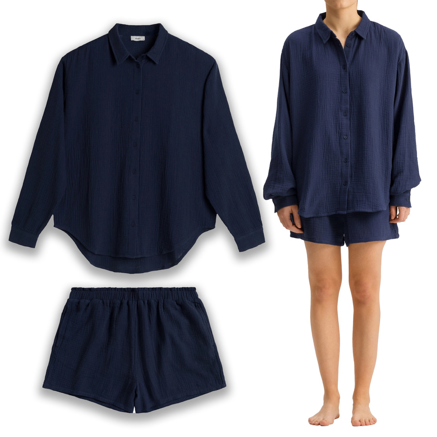 Damen Set Hlp-476 Ecru/Marineblau/Hellblau