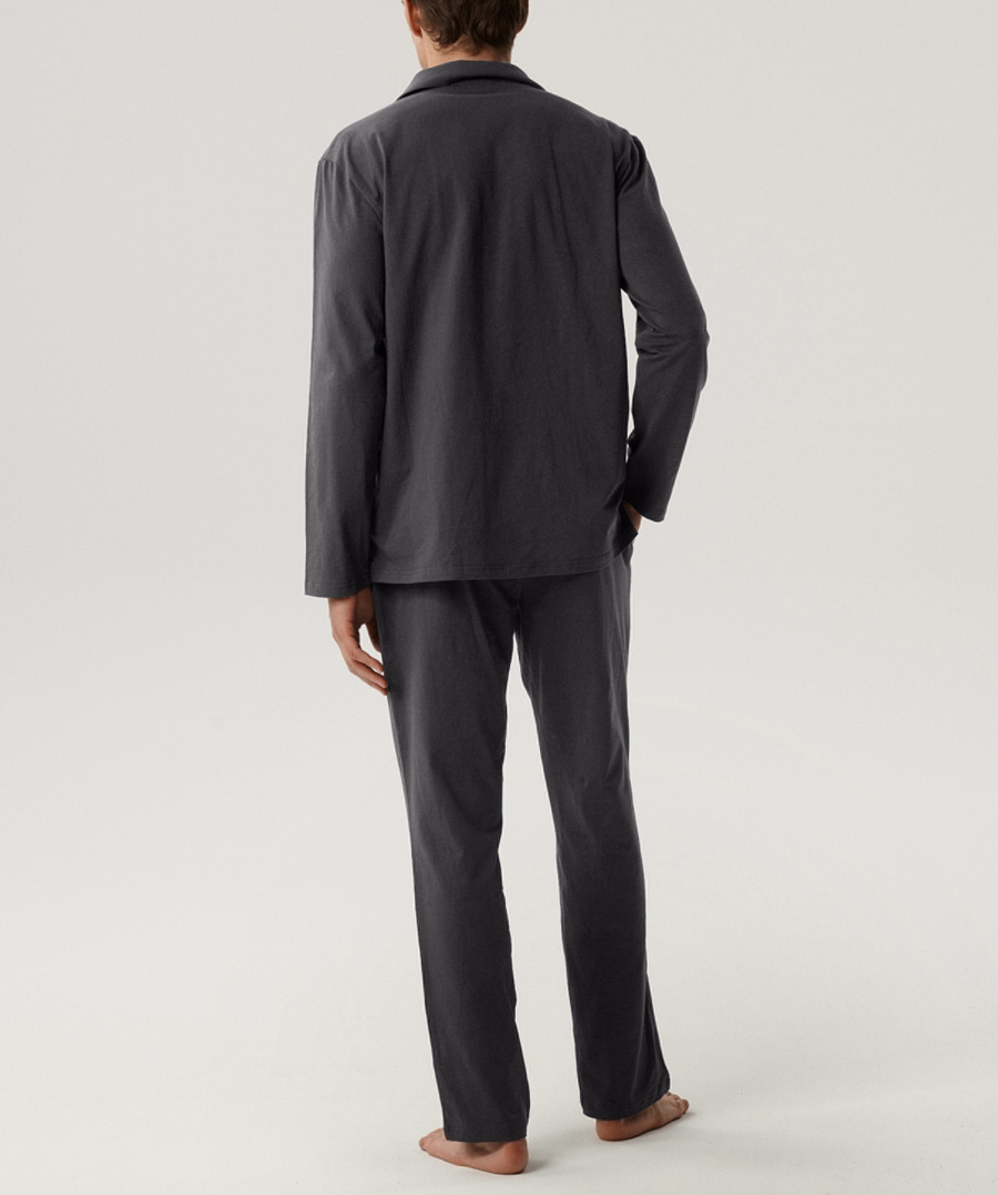 Herren Schlafanzug Bnmp-001 Grau/Marineblau