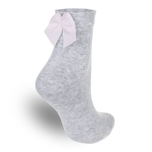 Socken mit Ripsband Schleife Grau Melange 4