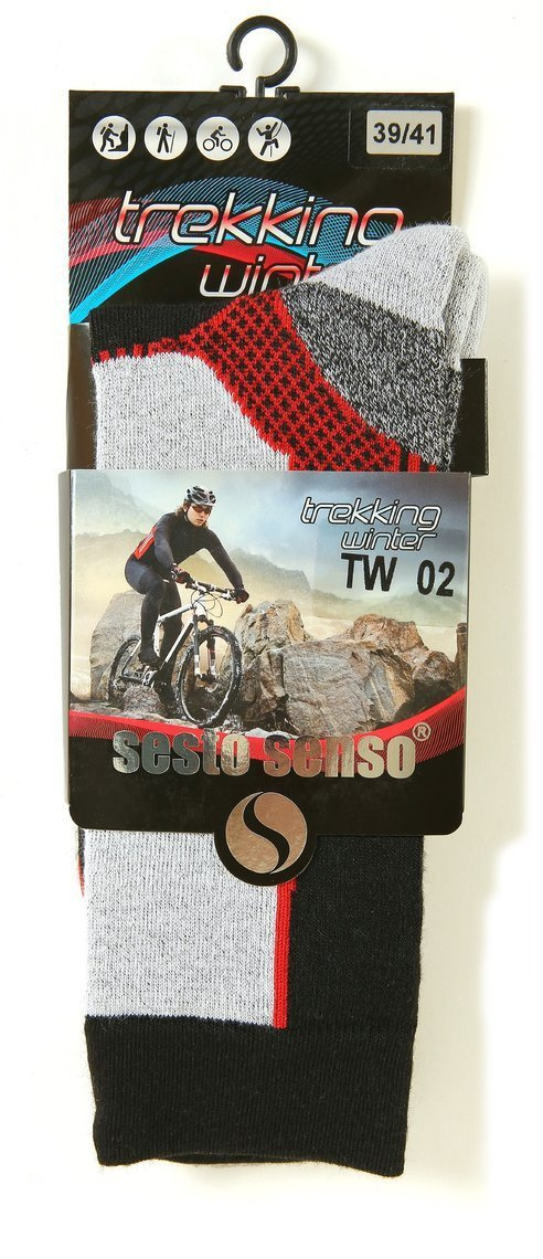 Sesto Senso Trekking Winter Wollsocken – Warme, Atmungsaktive Trekking-Socken mit Verstärkungen, Antibakteriell, Für Herren und Damen, Grau/Mehrfarbig, Ideal für Herbst/Winter Outdoor-Aktivitäten und Sport