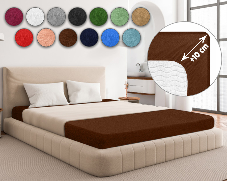 Sesto Senso Frottee-Spannbettlaken – 100% Baumwolle, OEKO-TEX Zertifikat, Atmungsaktiv, Pflegeleicht, Perfekte Passform, Für Einzel- und Doppelbetten, Braun, Unisex