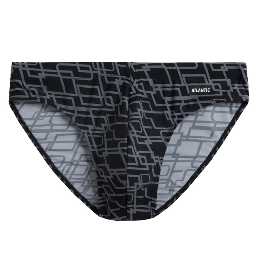 Atlantic Herren KMT-335 Badehose Slips – Schnelltrocknend, 80% Polyamid, 20% Elasthan, Print, Innenbund, Grau/Schwarz/Marineblau/Blau, Swimwear Kollektion