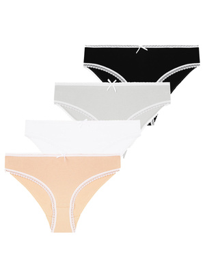 Damen-Slips 4er-Pack Mehrfarbig