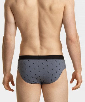 Atlantic Herren Sport Slips – Bequeme Unterwäsche aus 95% Baumwolle, 5% Elastan, Print-Design, 3er Pack, Braun/Grau/Schwarz, Modell 3MP-152, Externer Gummibund, Kollektion Sport | jz23