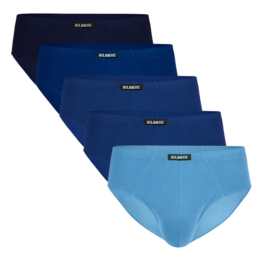 Atlantic Herren Baumwolle Slips Set – Klassische Unterwäsche, Bequem, 5er Pack, Blau, 100% Baumwolle, Für Männer