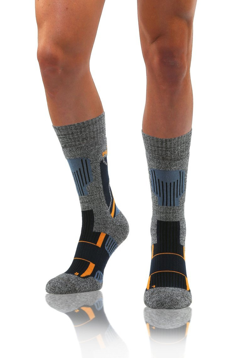 Wollsocken Trekking Winter Grau Mehrfarbig