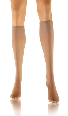 Sesto Senso Damen Podkolanówki Iris – Halbmatte, Transparente Kniestrümpfe mit Barfuß-Effekt, Bequem und Elastisch, Ideal für Elegante Looks, Farbe Vision/Beige, Poliamid-Elastan Mix, Made in Polen