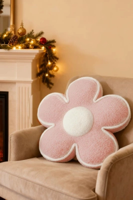 Cushion Flower Boucle Powder