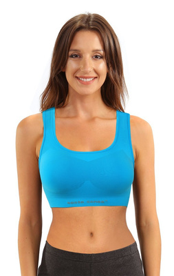 Sesto Senso Damen Seamless Sport-BH – Bequemer, Atmungsaktiver Top aus Poliamid, Elastisch, Thermoregulierend, Für Fitness und Crossfit, Blau, Neu
