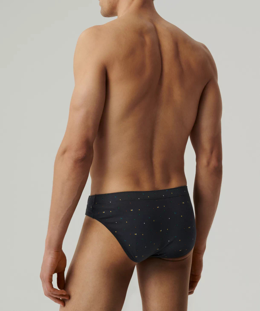 Atlantic Herren Slip Set – Bequeme Baumwollunterwäsche mit Tetris Print, 3er Pack, Schwarz/Grau/Grün, Klassischer Schnitt, Frühling/Sommer 2025