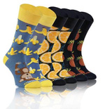 Sesto Senso Damen Bunte Baumwollsocken Set – Komfortable Fitness Socken mit Lustigem Design, Atmungsaktiv, 3er Pack, Banane | Orange | Ananas, Größe 35-38, Für Alltag und Sport, Multicolor