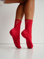 Women's unpressed socks in ribbon with bow 0200