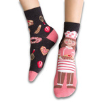 Socken für Mädchen mit Zuckerbäckerkunst. 014 KR331 melange graphit