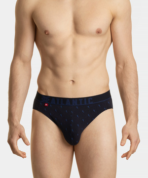 Atlantic Herren Sport Slips – Bequeme Unterwäsche aus Baumwolle, 3er Pack mit Print, Farben: Rot, Marineblau, Blau, Elastischer Bund, Für Sportliche Aktivitäten, Größe: M-XL