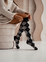 Vintage 0248.015 women's rhomboid knee socks, Color black 2, Size 37-41