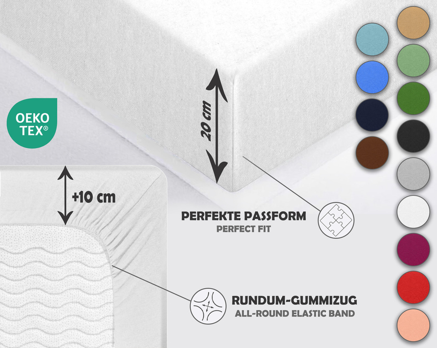 Jersey-Spannbettlaken Serie Weiß