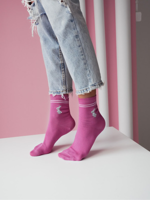 Damensocken Wzorzyste 200 Fuchsia und Rosa