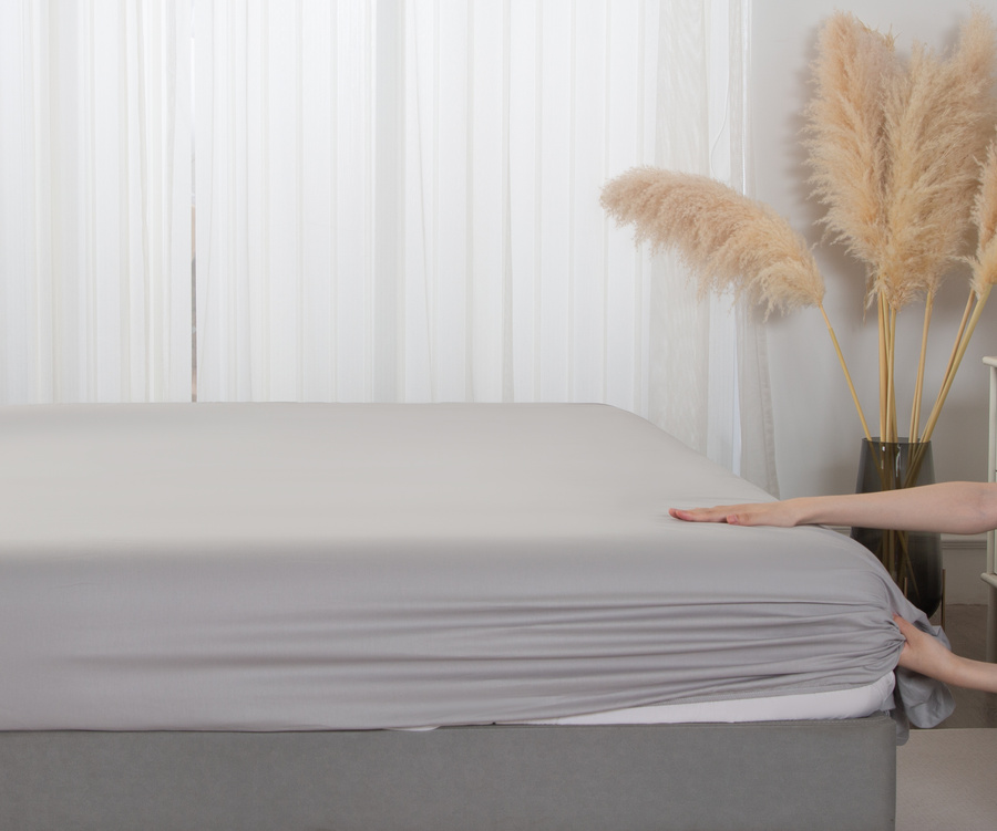 Spannbettlaken Satyn Grau