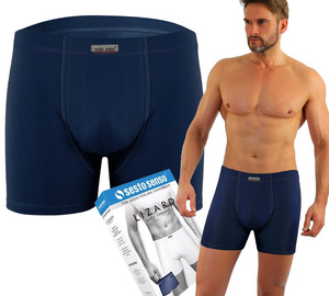 Sesto Senso Herren Boxershorts Lizard – Bequeme Unterwäsche aus Baumwolle mit Elastan, Raumklima-Einsatz, Flache Nähte, Ohne Einschnürung, Ideal für Alltag, Blau