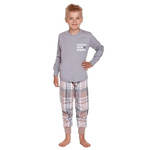 Szara dziecięca piżama ze spodniami w kratkę Doctor Nap