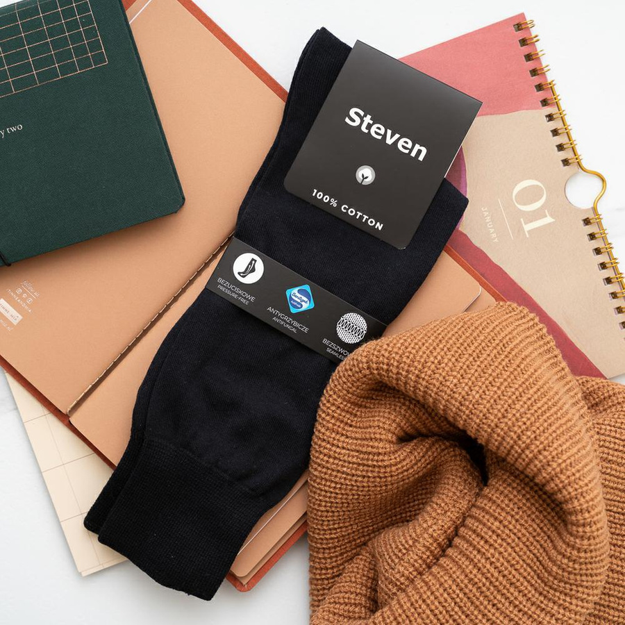 skarpety męskie GARNITUROWE męskie 100% bawełny Steven