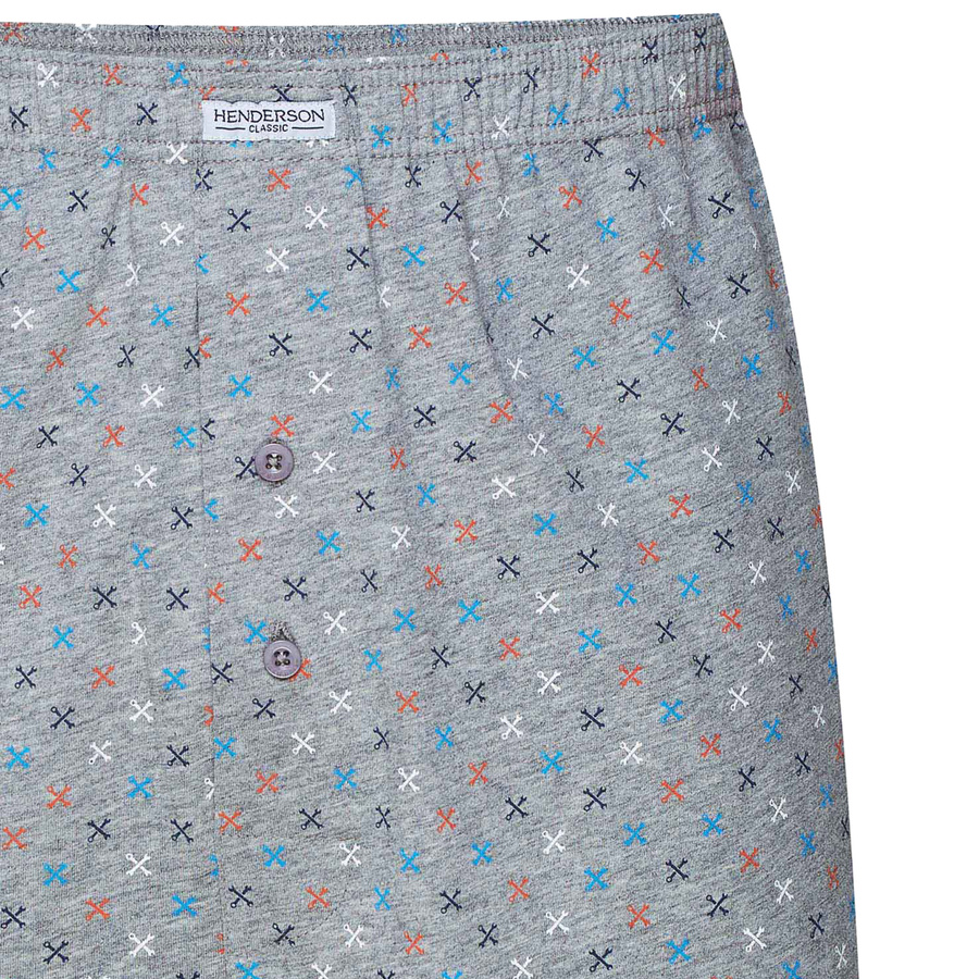 Henderson Herren Boxershorts Classic – 100% Baumwolle, Komfortabler Schnitt, Elastischer Bund, Knopfleiste, Geometrisches Muster, Vielseitige Farben, Herbst/Winter Kollektion, Grau, Größe: K318, 4er Pack